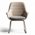 Modern chair with soft cushion in beige and gray fabric 60 x 55 x 80cm