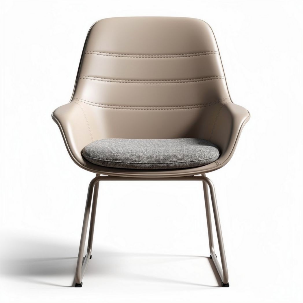 Modern chair with soft cushion in beige and gray fabric 60 x 55 x 80cm